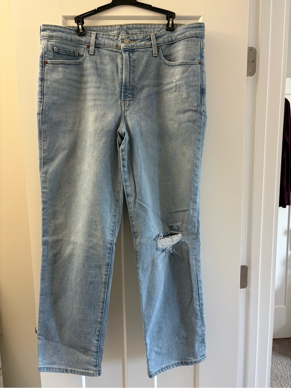Old Navy Light Blue OG Loose Jeans with Knee Distress